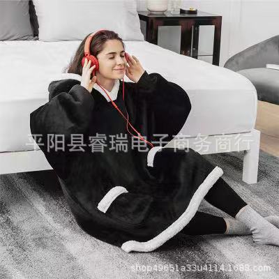 Pullover fleece pajamas heattech tv blanket outdoor cold-proof nightgown couple's outfit sweatshirt fleece heattech clothing