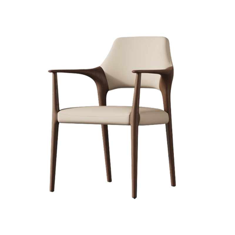 Italian normcore backrest chair scandinavian solid wood leather art negotiation chair designer style for home house study dining room dining chair
