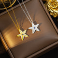 European and american cross-border popular titanium steel five-pointed star necklace for women, light luxury full diamond, high-end copper, slightly inlaid sweater chain jewelry