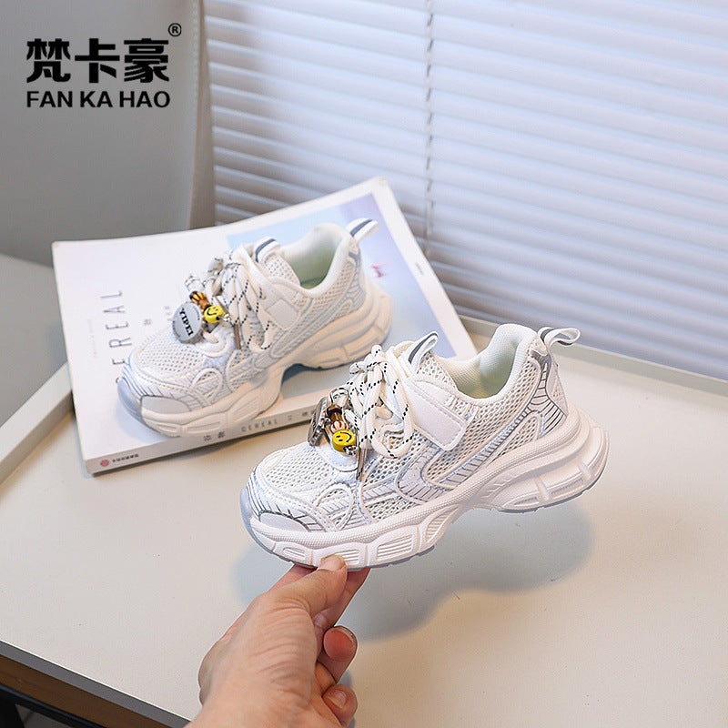 Vancahao kids' sneakers:  autumn new korean style girls' fashion cartoon chunky sneakers, student running shoes