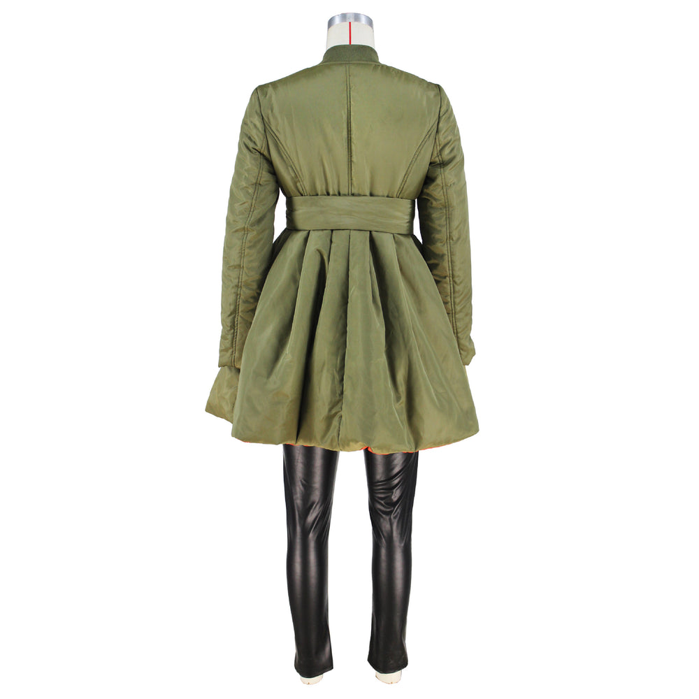 e-commerce source factory: trendy, youthful, color-blocked pleated babydoll midi-length cotton-padded jacket