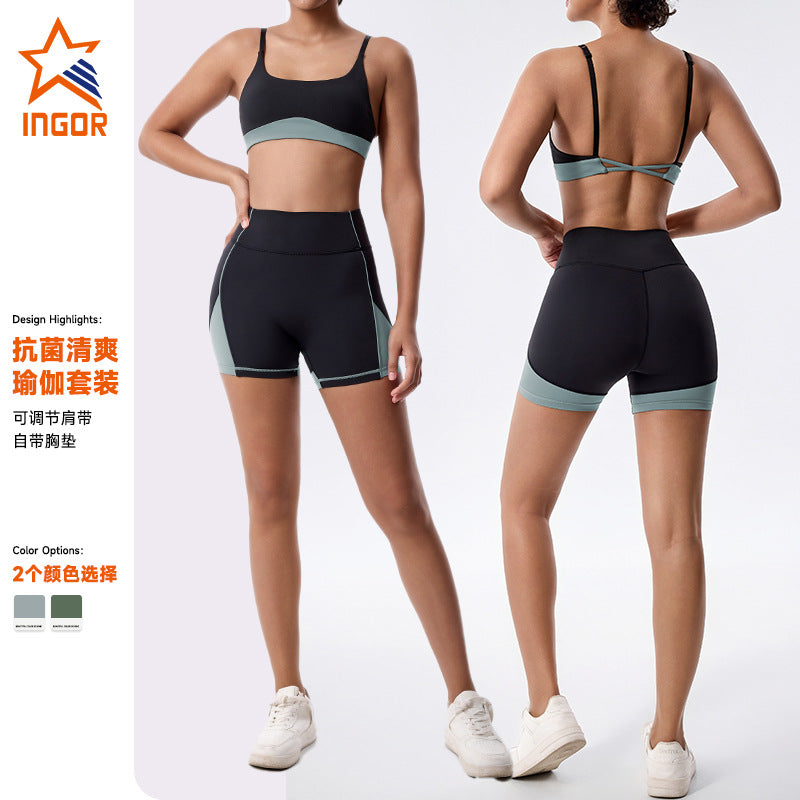Naked contrast color tight sports suit pilates running fashion yoga clothes slimming look fitness vest dopamine