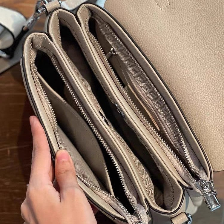 Top-grain leather women's 2024 fall/winter new arrival handbag, genuine leather women's bag, shoulder bag, crossbody bag, large capacity