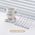 Colorful bear fruit fork jar + six silver forks