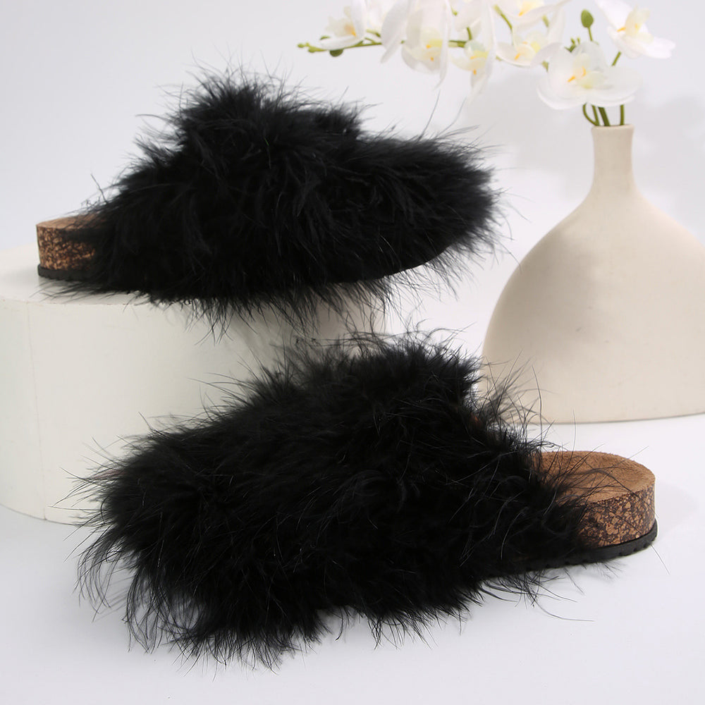 Birkenstock shoes lazy toe half slippers easiest for match furry toe slippers casual home indoor and outdoor wear popular slippers