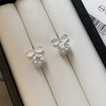Silver needle cat's eye bow s-style pearl earrings - unique, beautiful, exquisite 5a zircon studs - high-end earrings