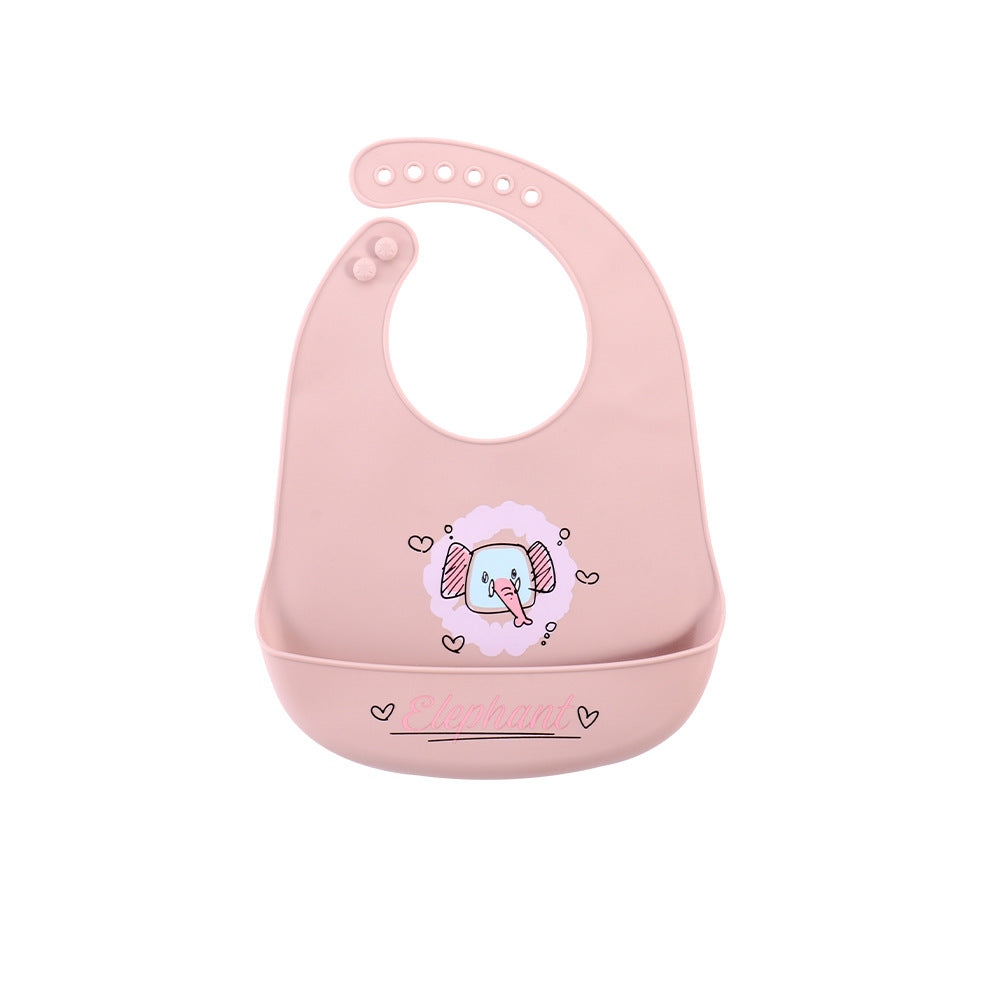 Cross-border popular baby bib ins baby saliva rice pocket leave-in summer children's silicone bib tableware set