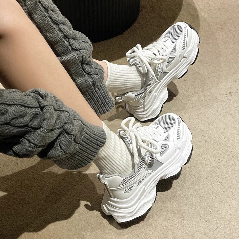 Dad shoes women's 2025 spring/summer new arrival: popular chunky platform sneakers - breathable mesh, versatile, lightweight, athletic & casual