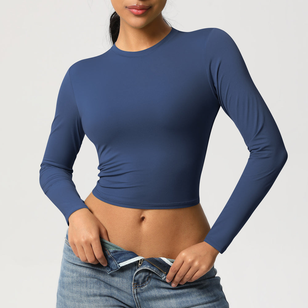 Ready-to-ship cross-border high-stretch quick-dry t-shirt yoga top pilates running workout fitness yoga long sleeve top