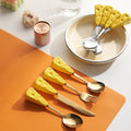 Platform carefully selected creative ceramic cheese handle knife, fork and spoon, high-looking kids stainless steel fork and spoon, western food knife wholesale
