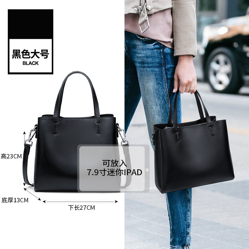 Soft leather women's handbag women's 2025 new versatile first-layer cowhide women's bag casual large-capacity shoulder bag