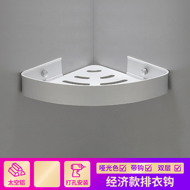 Non-punching bathroom triangular rack, bathroom space aluminum washstand, toilet corner triangular basket storage rack