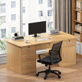 Computer desk set - modern minimalist home office desk and chair with drawer - single person office desk
