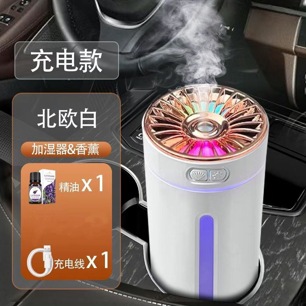Car humidifier & aromatherapy diffuser - eliminates odors, adds fragrance, moisturizes, ambient lighting, power-off protection, night light, freshens the entire vehicle