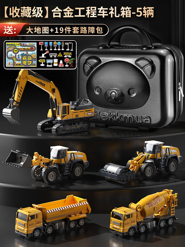 Excavator alloy construction vehicle set model - toy bulldozer for boys & kids - birthday gift - cross-border e-commerce