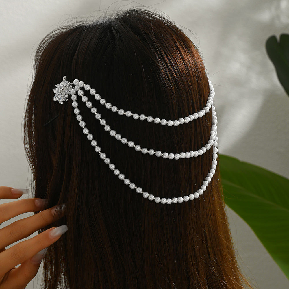 Wholesale hair clips: new european and american cross-border styles - pearl hair accessories, unique high-end jewelry, diamond-studded leaf hairpins, hair accessories for women