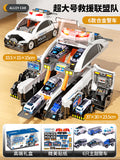 New children's storage scene fire police car deformation ejection track parking lot sound and light puzzle model toy car