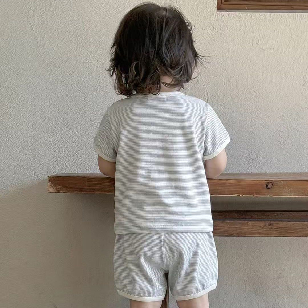 Summer outfit set for babies: infant short-sleeve and shorts two-piece cute set