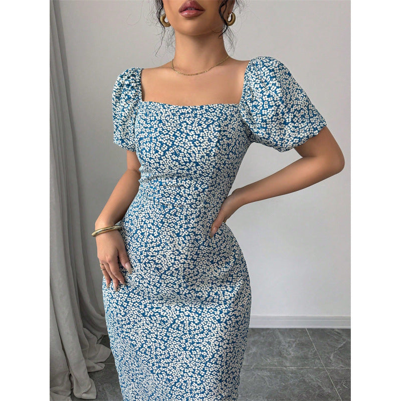 Ebay fashion cross-border export women's summer silmfashionslimming look floral dress