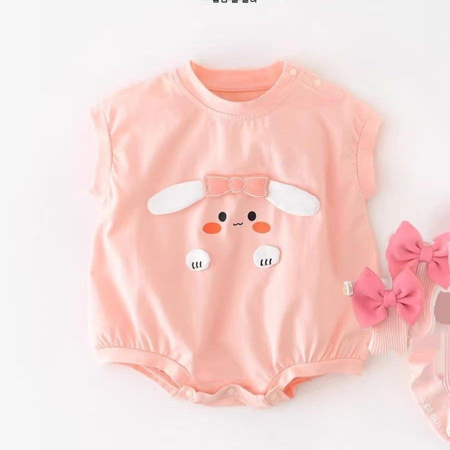 Baby summer clothes outwear jumpsuit summer cartoon lamb outing triangular bag butt haha small month baby