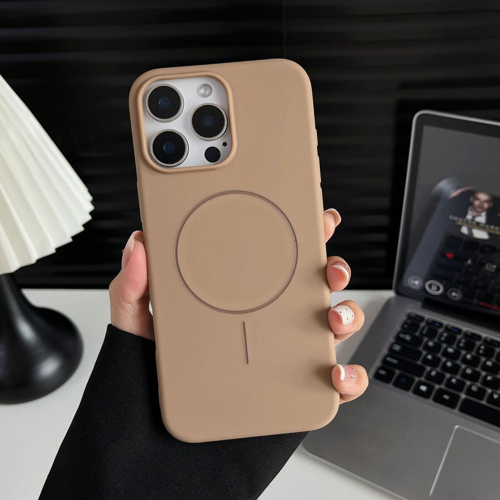 Matte tpu magnetic compatible iphone 17 pro max phone case, solid color 16 with velvet interior, apple 15 official style case
