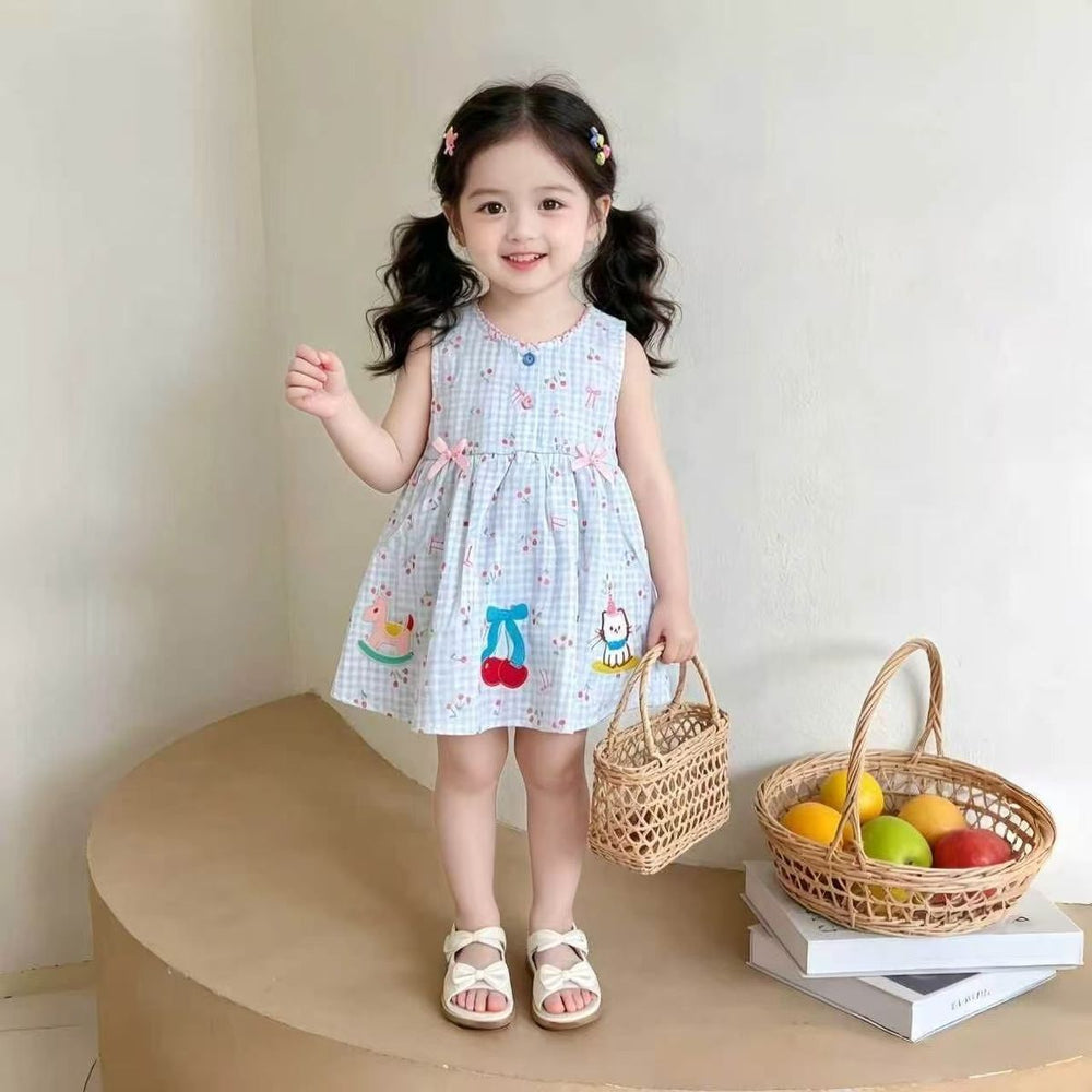 Summer new arrivals: stylish and trendy cartoon tank dress for baby girls - casual summer outfit