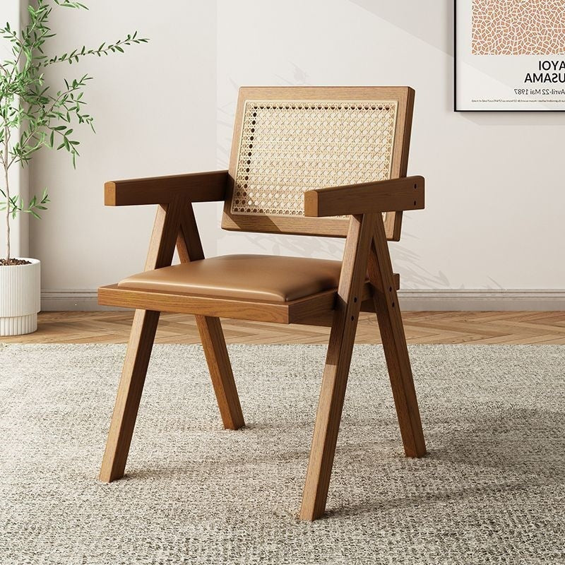 Scandinavian solid wood for home rattan balcony dining chair stool backrest b&b casualcasual rattan chair chandigarh chair