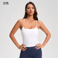 Cross-strap camisole tank top for women with built-in bra pads - no bra needed - cropped fitness yoga top yg-1008