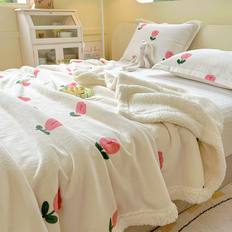 Winter Flannel Blanket Thickened Warm Lamb Fleece Blanket Office Nap Coral Fleece Blanket Milk Fleece Blanket