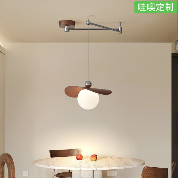 [Wow] Displaceable light Cream wind French medieval style simple creative rocker arm walnut color flying saucer chandelier