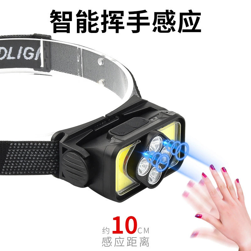 Cross-border new headlight wholesale usb charging outdoor fishing light strong light lighting induction multi-function led work light