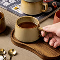 Vintage japanese-style stoneware office afternoon tea milk coffee mug - unique ceramic mug, teacup, wide-belly water cup