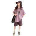Girls' casual short-sleeve t-shirt set - summer  new collection - kids' summer outfit - big girls' shorts - stylish & sporty for girls