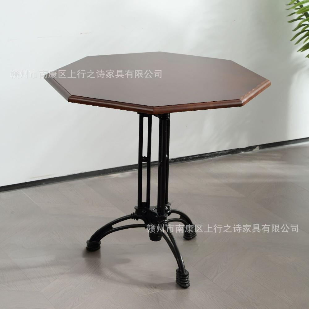 American retro solid wood table cafe table and chairs dessert shop milk tea shop scandinavian medieval iron square table restaurant round table