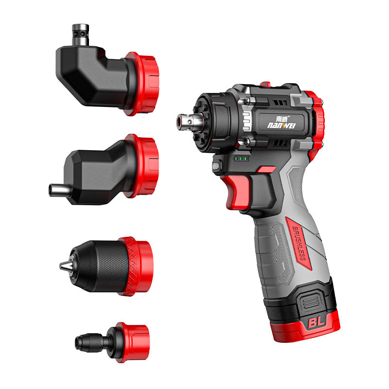 Nanwei multi-head drill lithium battery brushless hand drill quick change chuck electric screwdriver electric batch power tool multi-function