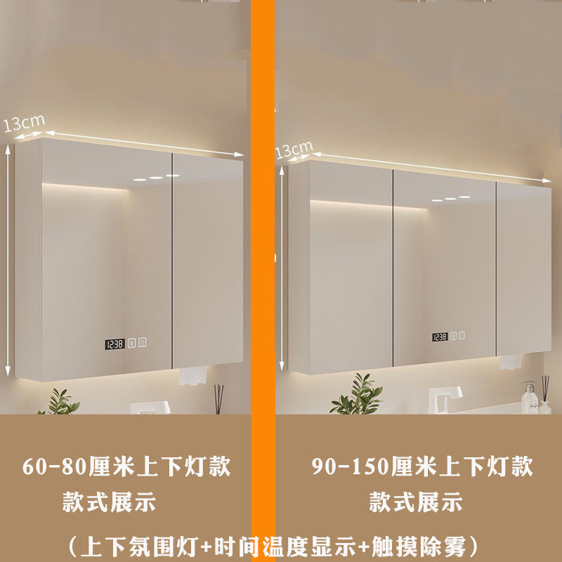 Solid wood smart bathroom mirror cabinet toilet wall-mounted rack toilet storage cabinet cosmetic mirror with light