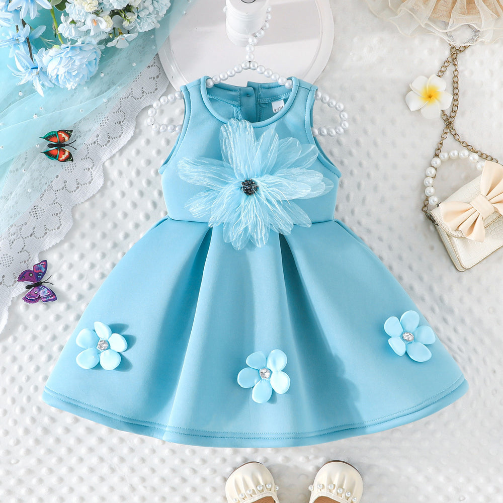 Spring/summer new arrivals: adorable girls' princess dress - 3d floral sleeveless tutu dress, sweet korean style
