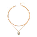 Fashion cross-border e-commerce jewelry diamond-encrusted thick chain multi-layer necklace exaggerated alloy pendant small fragrant clavicle chain for women
