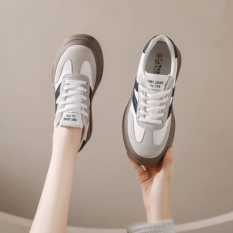 White chunky sole sneakers - women's height increasing white shoes - 2026 spring/summer new arrivals - korean style casual versatile platform sneakers for petite women