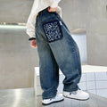Boys' spring pants  new korean style kids' denim jeans loose fit spring/autumn mid-to-large children's trousers trendy