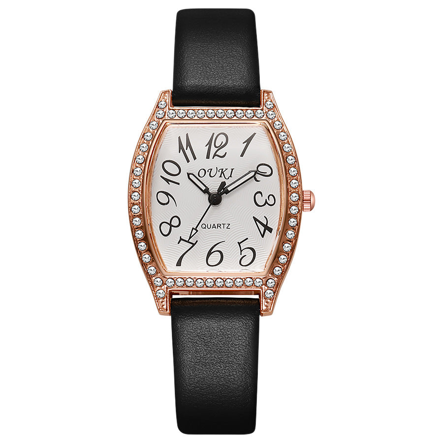 2025 new tiktok viral barrel-shaped full diamond european and american style watch, fashionable women's quartz watch, in-stock wholesale