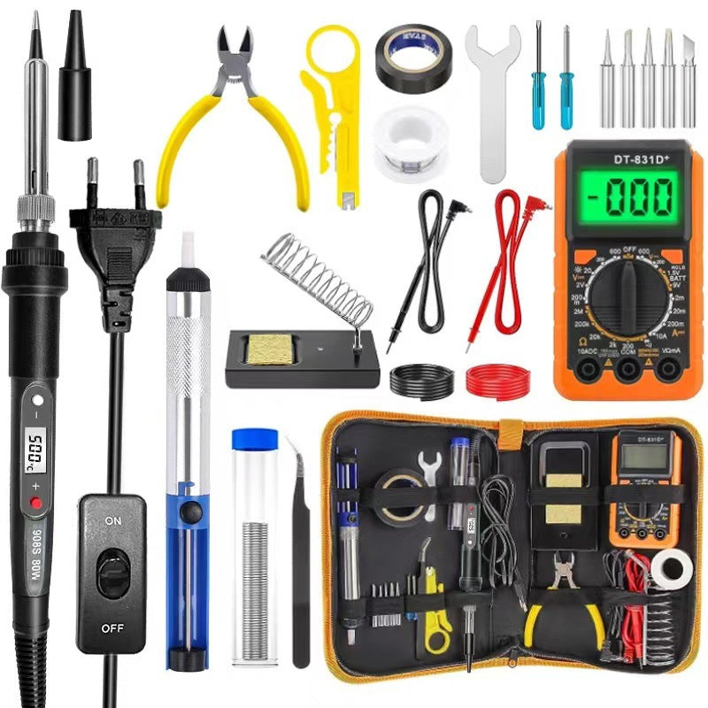 80W internal thermal digital display electric soldering iron adjustable temperature 908S multimeter combination set maintenance tool electric welding pen soldering iron