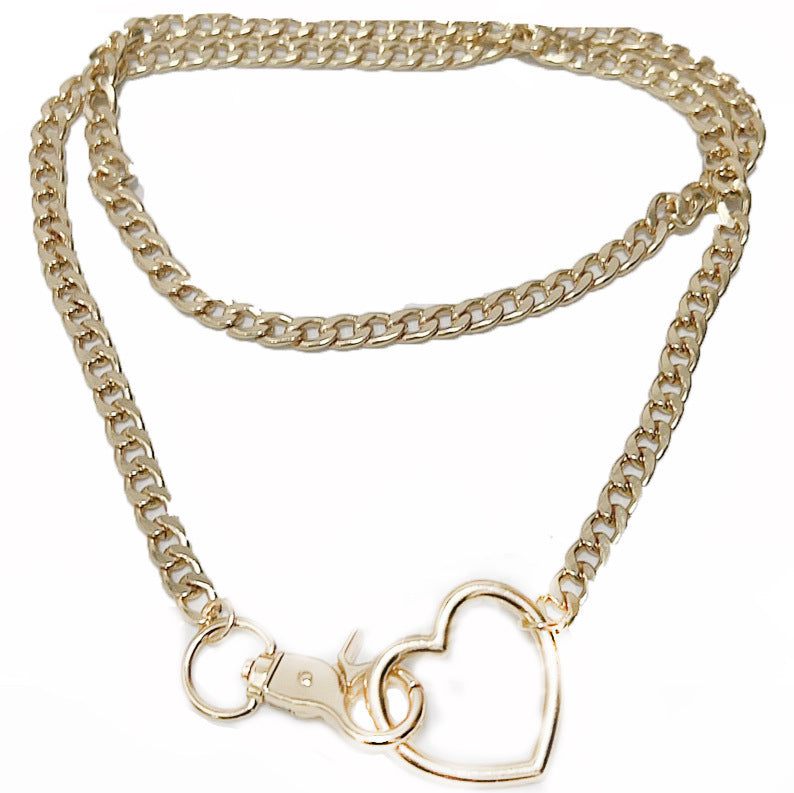 2025 amazon export new heart ring sliding chain necklace - trendy punk cuban y-chain design for women