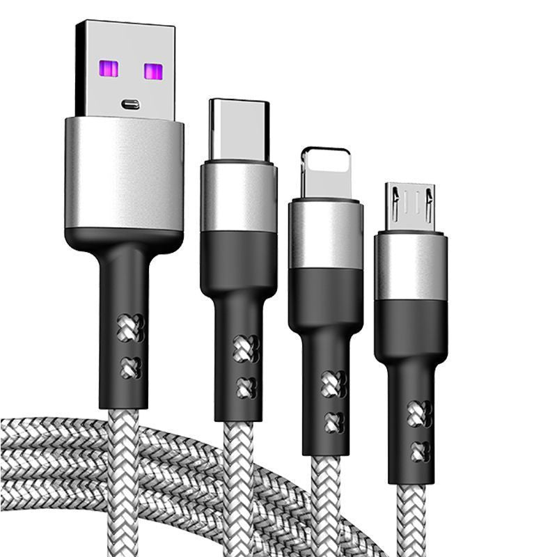 Bold 240W flash charging data cable 3-in-1 suitable for Apple, Huawei VIVO Xiaomi OPPO mobile phone charging cable 6A
