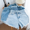 Xintang denim shorts women's summernew arrivalk-stylefashion washed three-quarter pants raw edge washed denim shorts