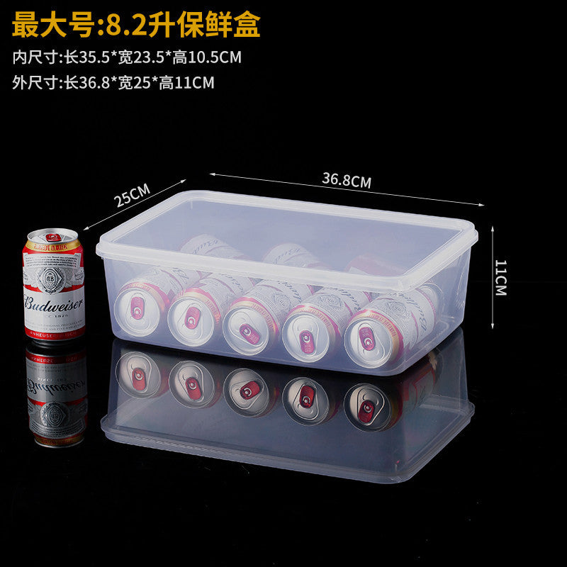 Rectangle transparent crisper food grade sealed box with lid refrigerator storage box kitchen plastic box lunch box wholesale