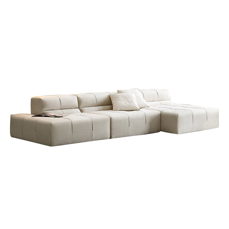 Modern italian cream style modular sofa, nordic wabi-sabi inspired, minimalist small apartment living room chaise lounge, matte fabric