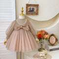 Girls' dress  spring new style chic elegant formal dress oversized bow little girl princess dress trendy