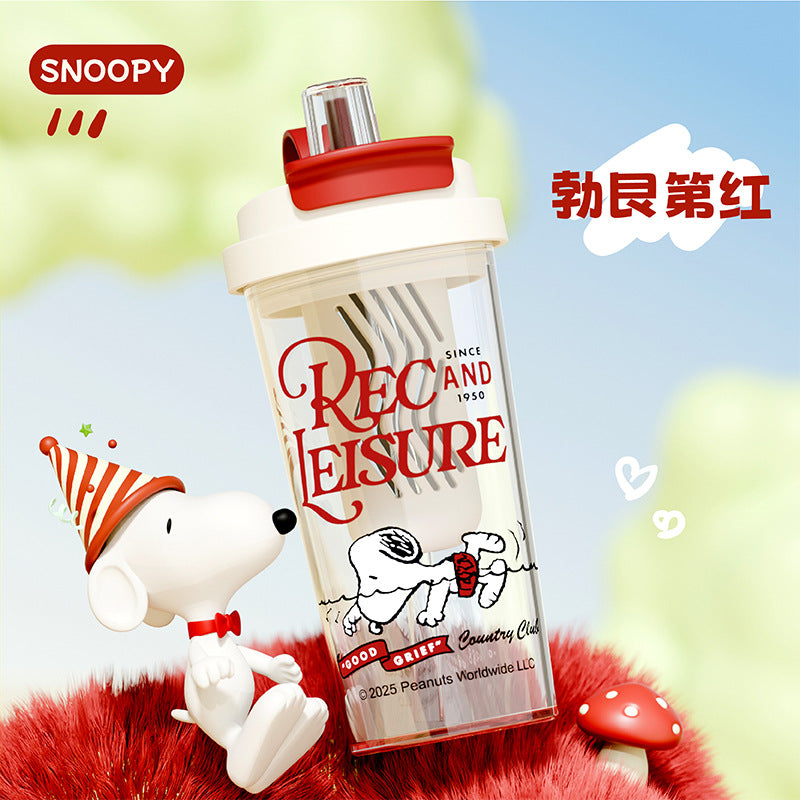 Snoopy kids' water bottle - summer heat-resistant straw cup, portable large capacity food-grade cup for students, girls' coffee mug