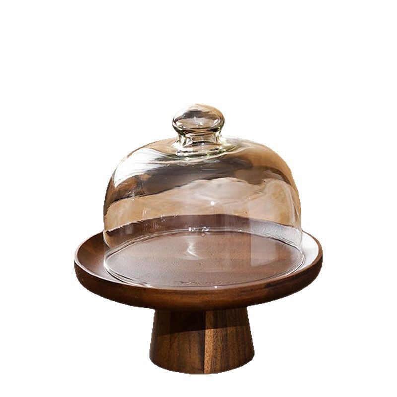 Japanese-style acacia wood cake stand - wooden tray display for weddings, dessert tables, home decor, and fruit/snack serving